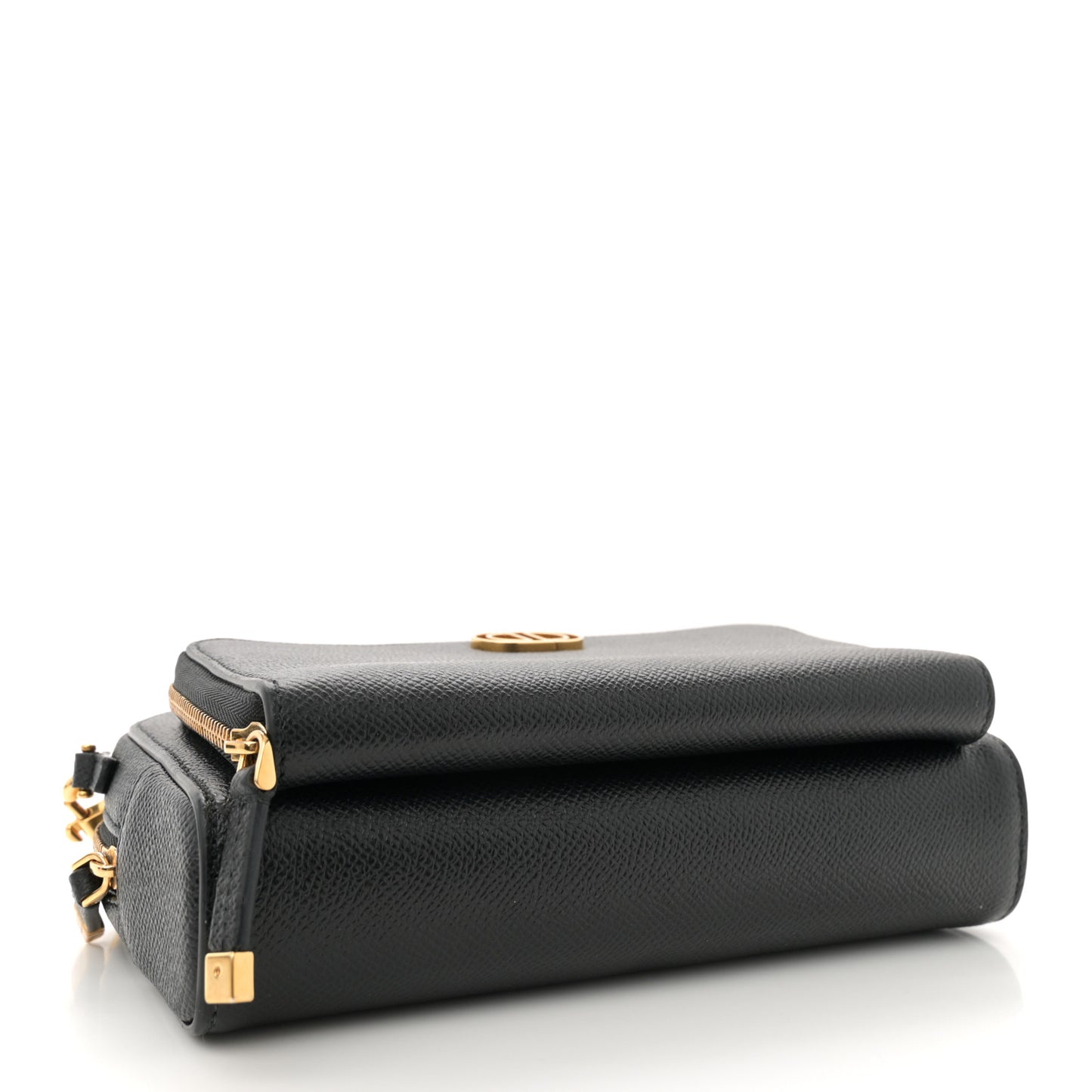 Grained Calfskin Caro Double Pouch Black