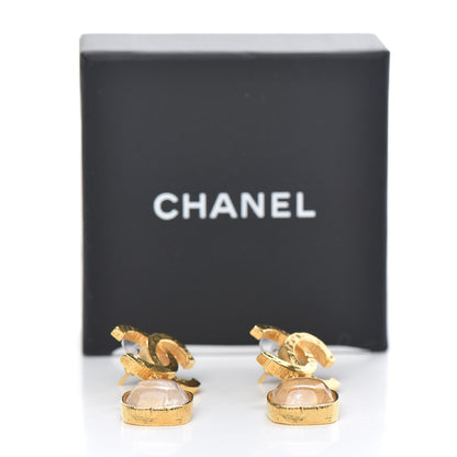 Chanel Metal Natural Stones CC Drop Earrings Gold 4 of 4