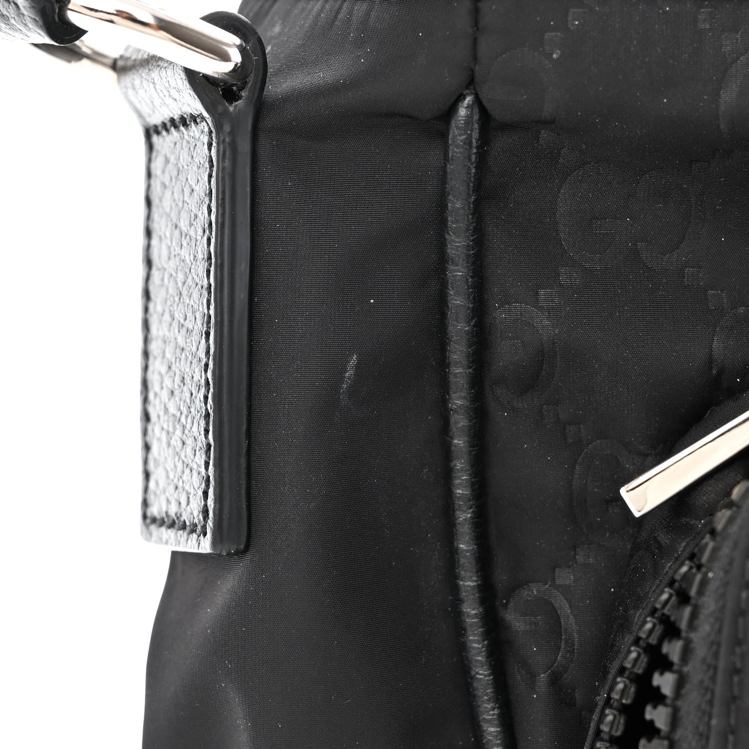 Gucci Nylon Monogram Double Buckle Flap Messenger Bag Black 13 of 14