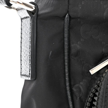 Gucci Nylon Monogram Double Buckle Flap Messenger Bag Black 13 of 14