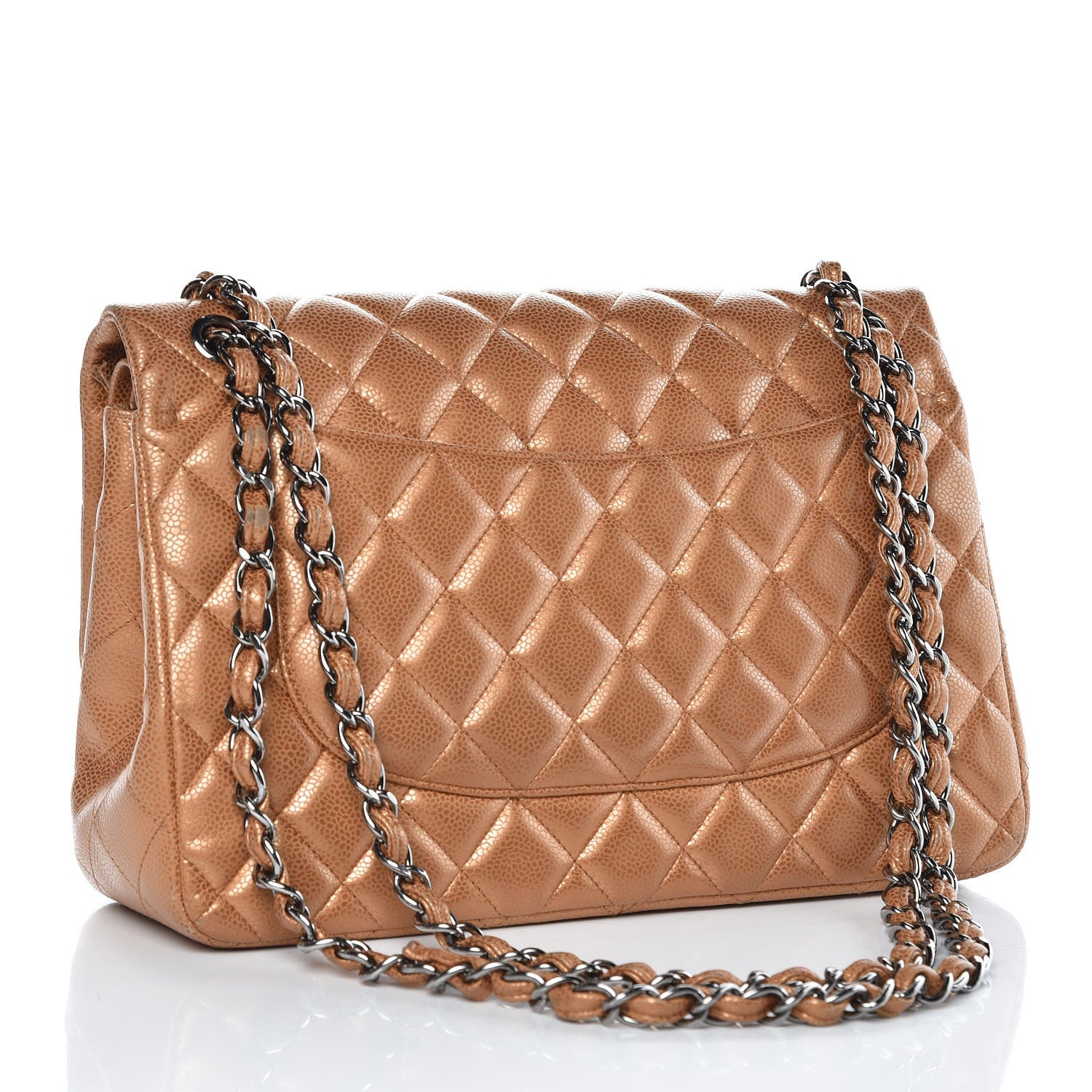 Chanel Metallic Caviar Quilted Jumbo Double Flap Copper 3 of 10