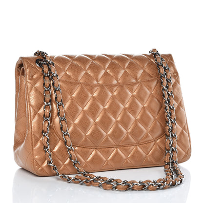 Chanel Metallic Caviar Quilted Jumbo Double Flap Copper 3 of 10