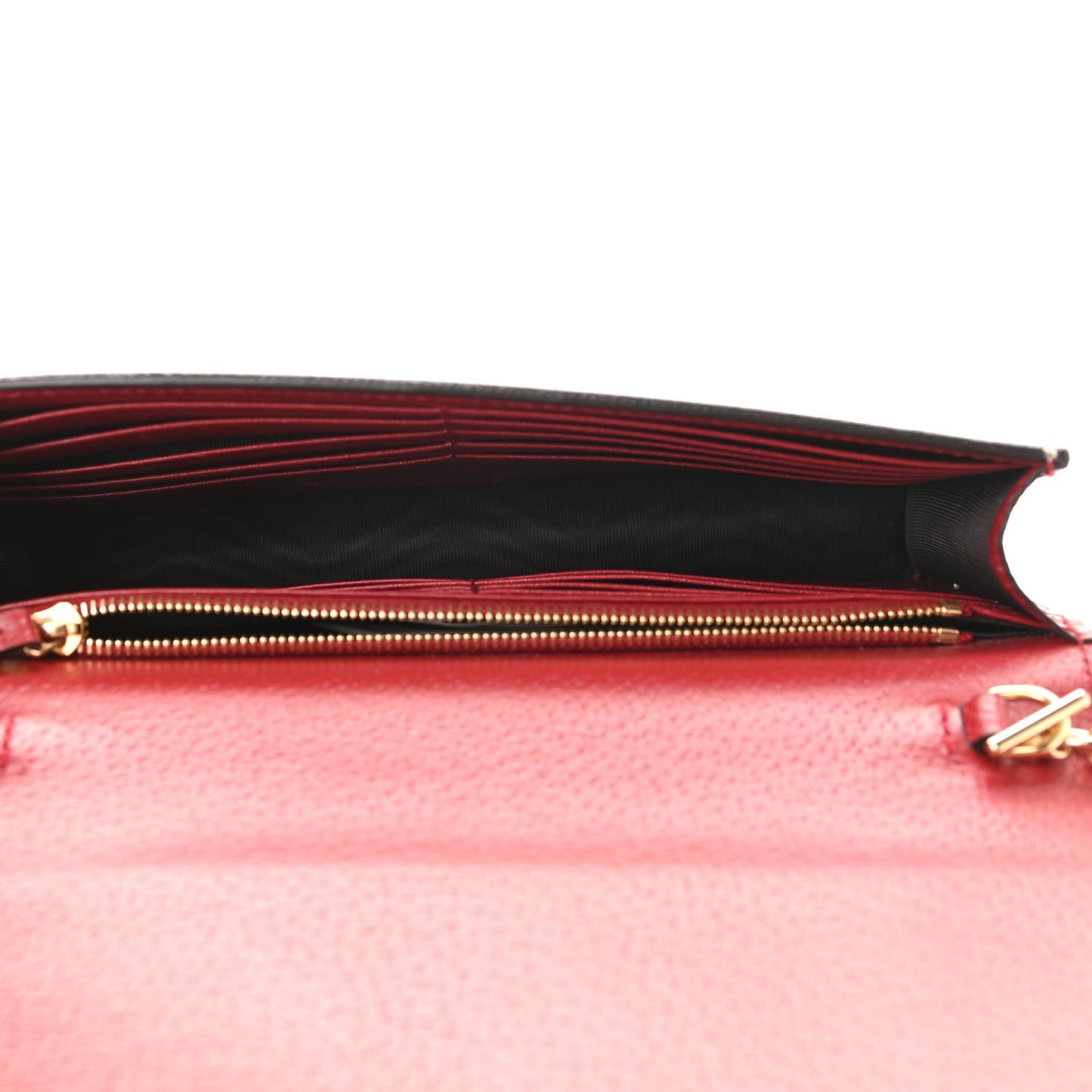 GG Supreme Monogram Tian Chain Wallet Beige Multicolor Red
