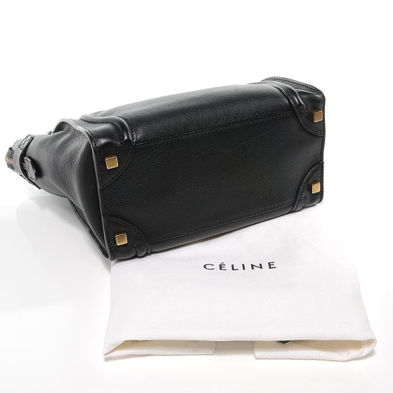 Drummed Leather Micro Luggage Bag Black