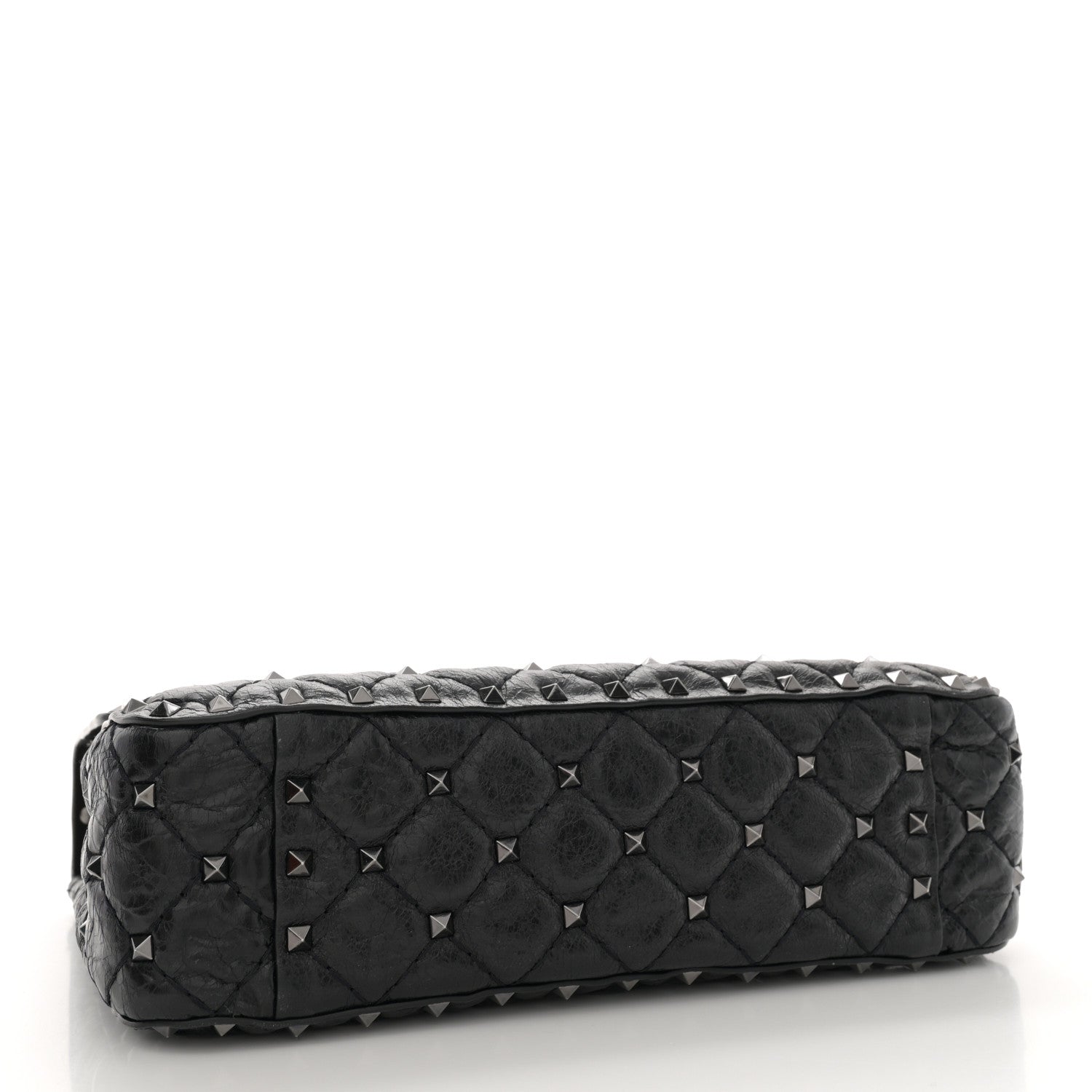 Valentino Garavani Craquele Nappa Medium Rockstud Spike Shoulder Bag Black 4 of 11