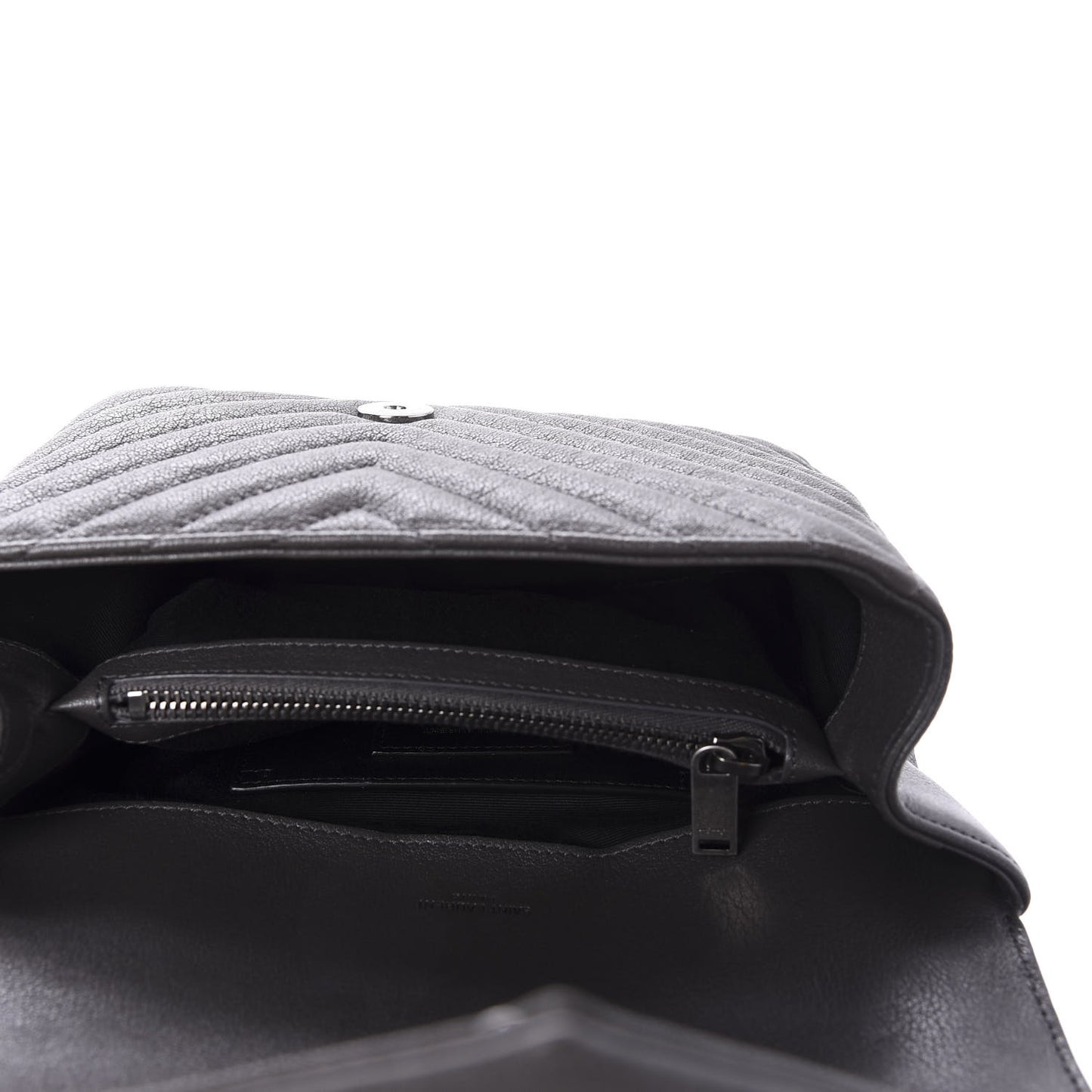 Sheepskin Matelasse Chevron Monogram Medium College Bag Light Coal