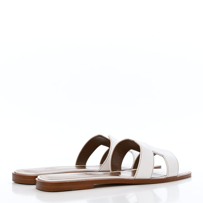 Hermes Box Calfskin Oran Sandals 40 White 4 of 9