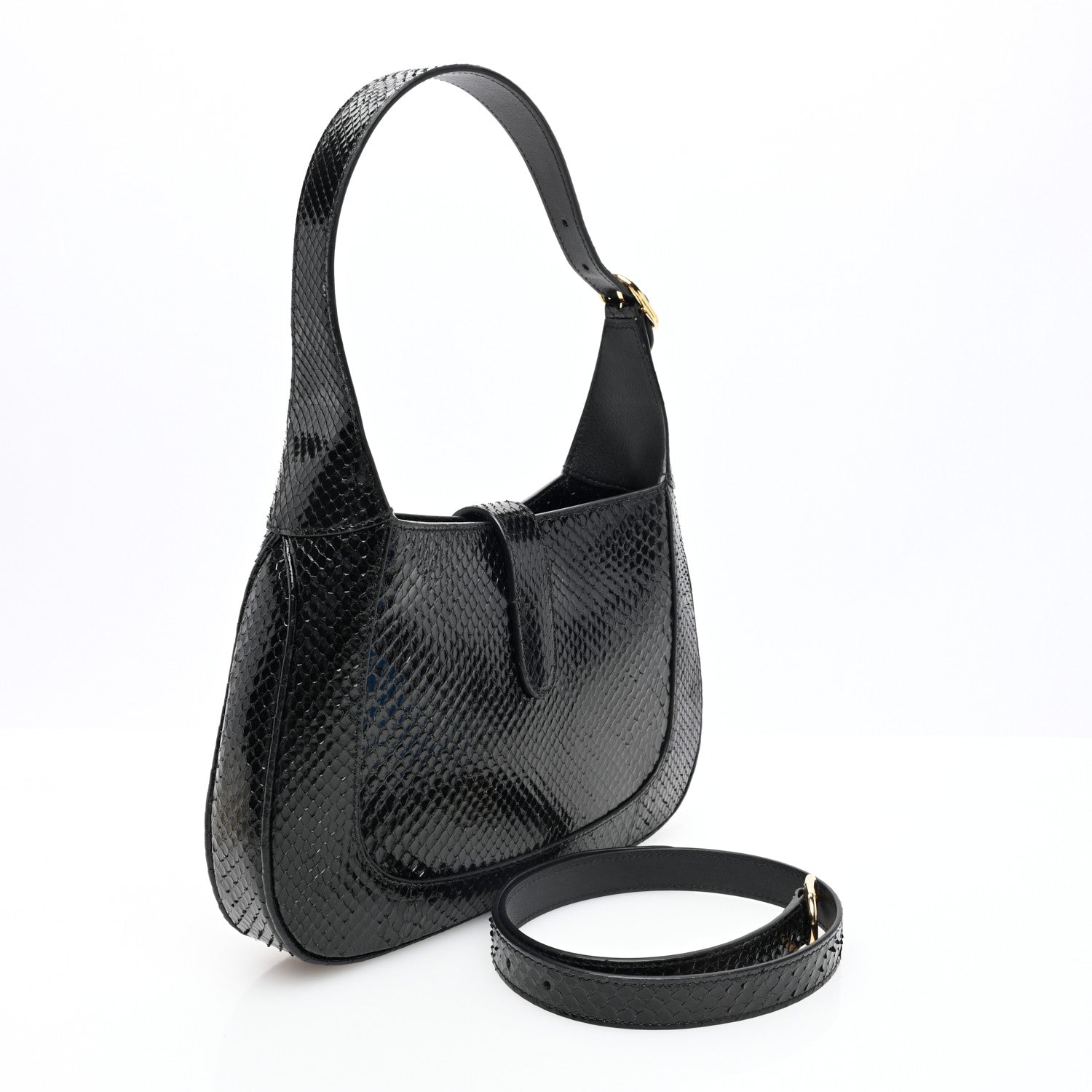 Gucci Snakeskin Small Jackie 1961 Hobo Black 3 of 10