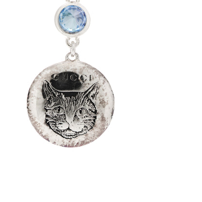Gucci Sterling Silver Blind for Love Blue Cubic Zirconia Cat Drop Earrings 5 of 6
