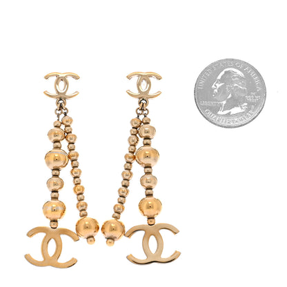 Chanel Metal CC Bead Drop Earrings Gold 2 of 6