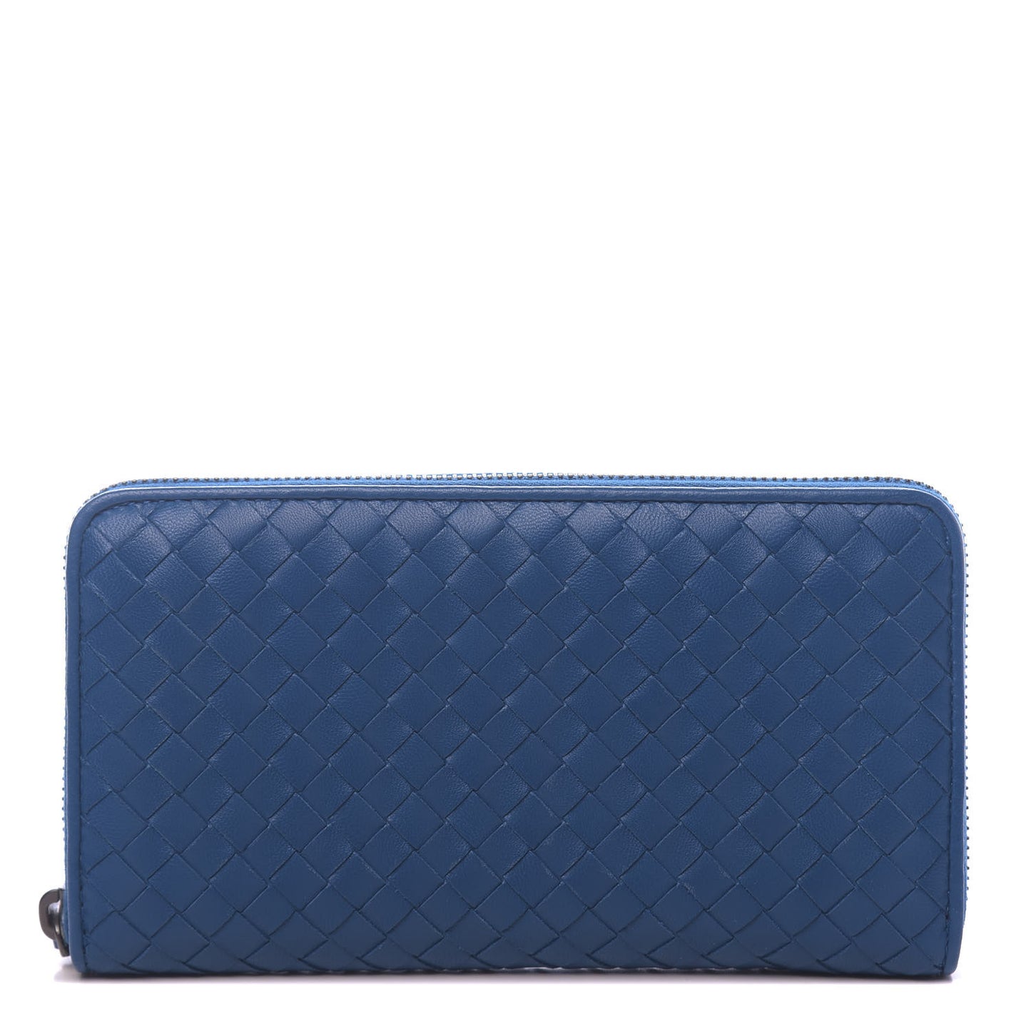 Nappa Intrecciato Zip Around Wallet Blue