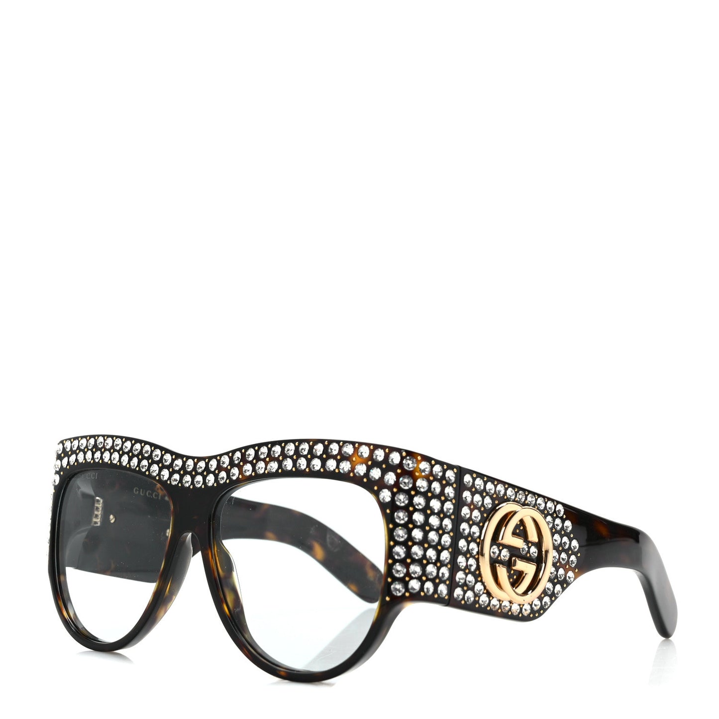 Acetate Crystal Oversize Hollywood Forever Sunglasses GG0144S Tortoiseshell