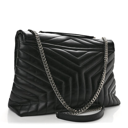 Saint Laurent Calfskin Y Quilted Monogram Large Loulou Chain Satchel Black 3 of 13