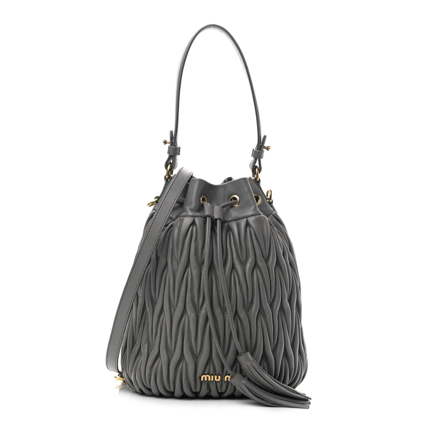 Nappa Matelasse Small Bucket Bag Marmo