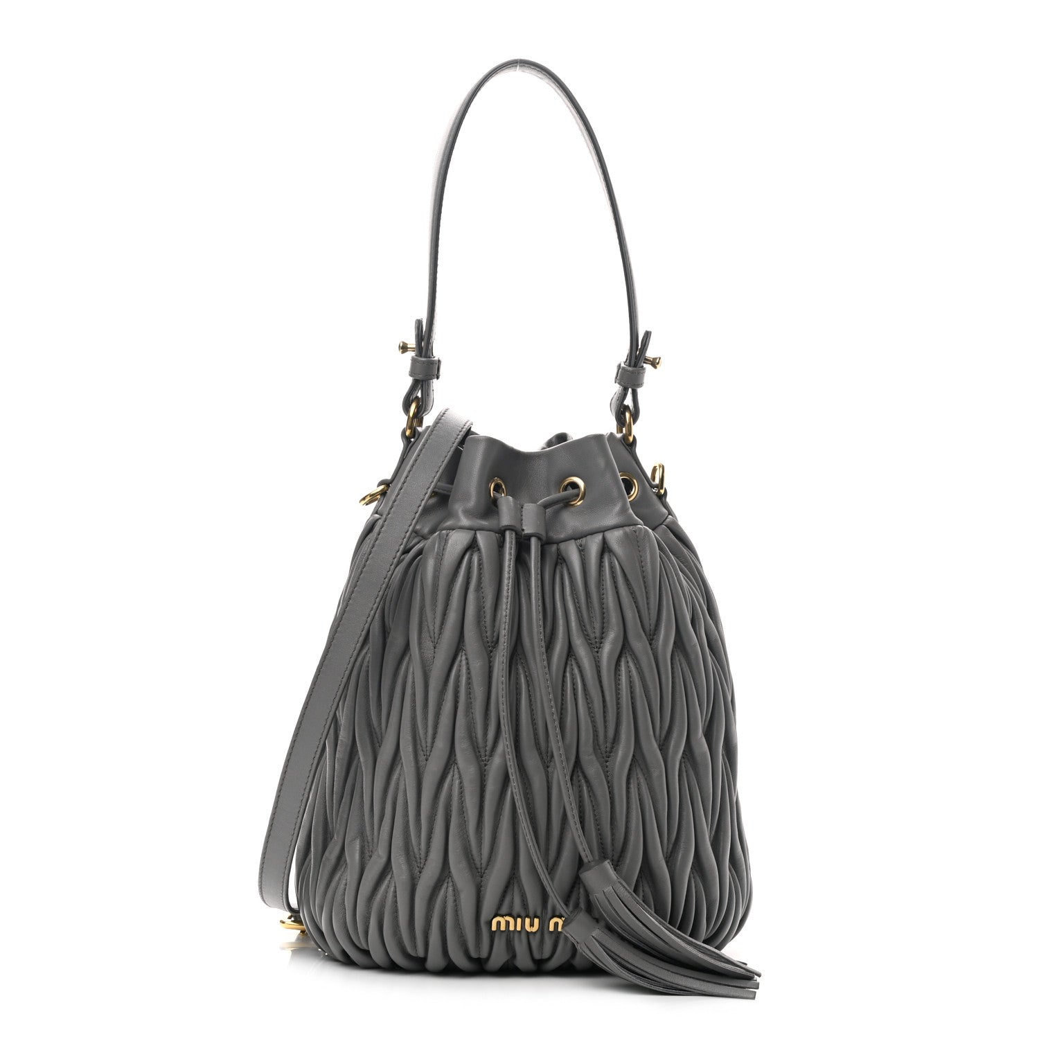 Miu Miu Nappa Matelasse Small Bucket Bag Marmo 1 of 5