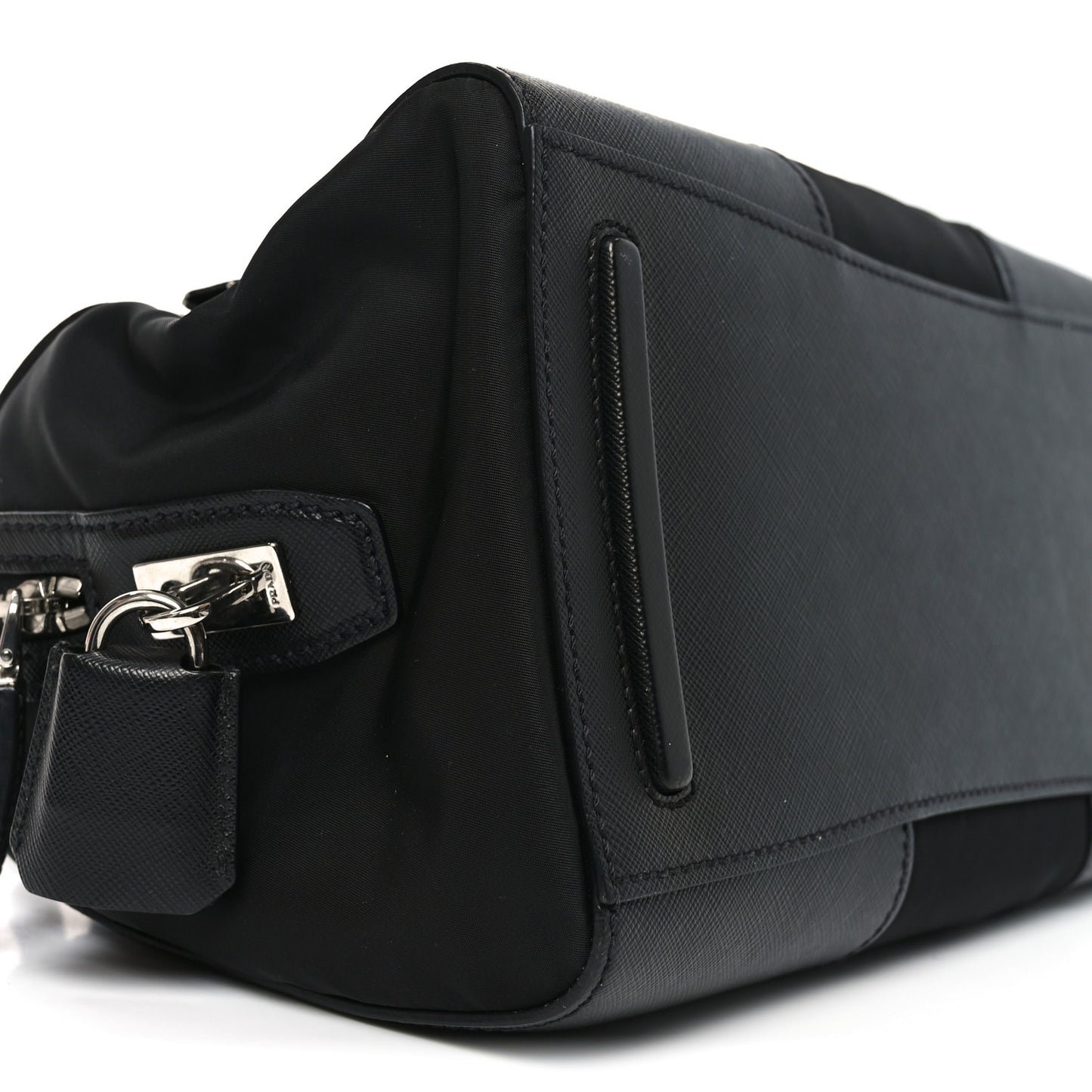 Nylon Saffiano Top Handle Bag Black