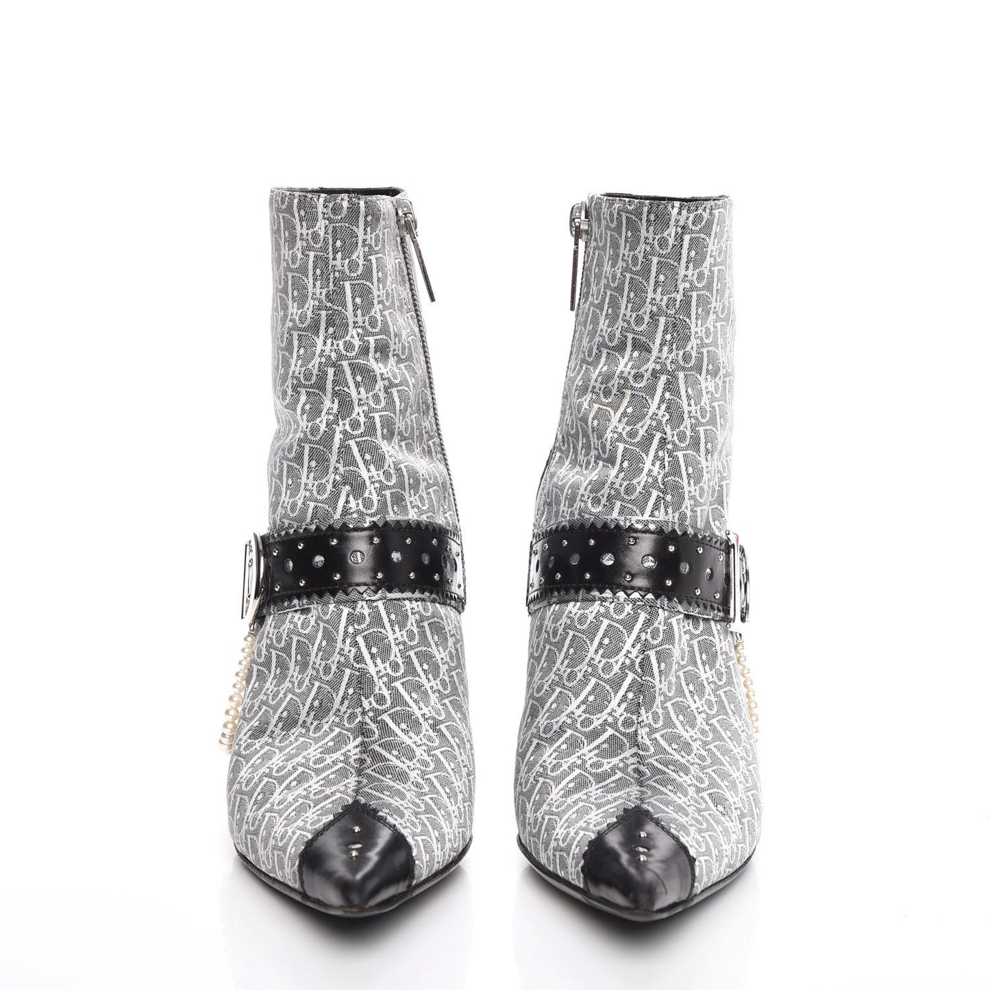 Monogram Trick Pearl Ankle Boots 36.5 Gris Moyen