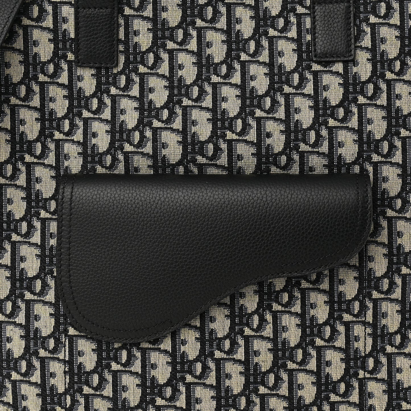 Oblique Saddle Tote Beige Black