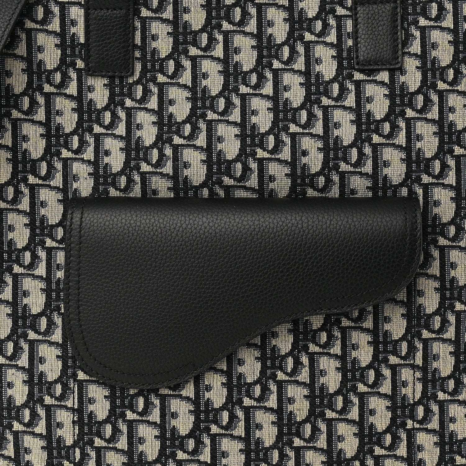 Christian Dior Oblique Saddle Tote Beige Black 9 of 11