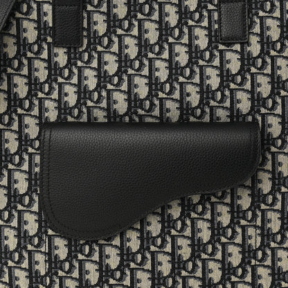 Christian Dior Oblique Saddle Tote Beige Black 9 of 11