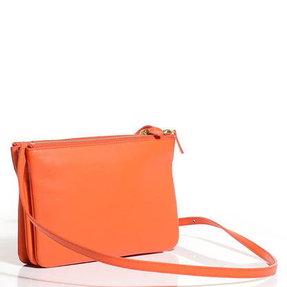 Celine Lambskin Small Trio Crossbody Bag Bright Orange 3 of 8