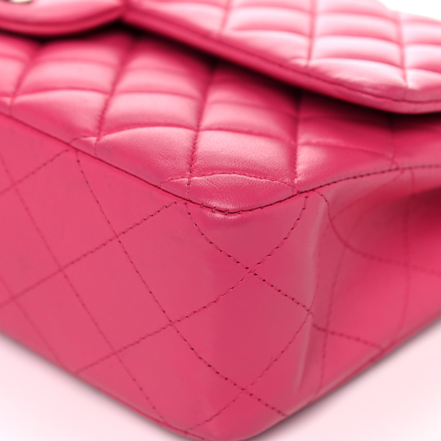 Chanel Lambskin Quilted Medium Double Flap Dark Pink 9 of 22