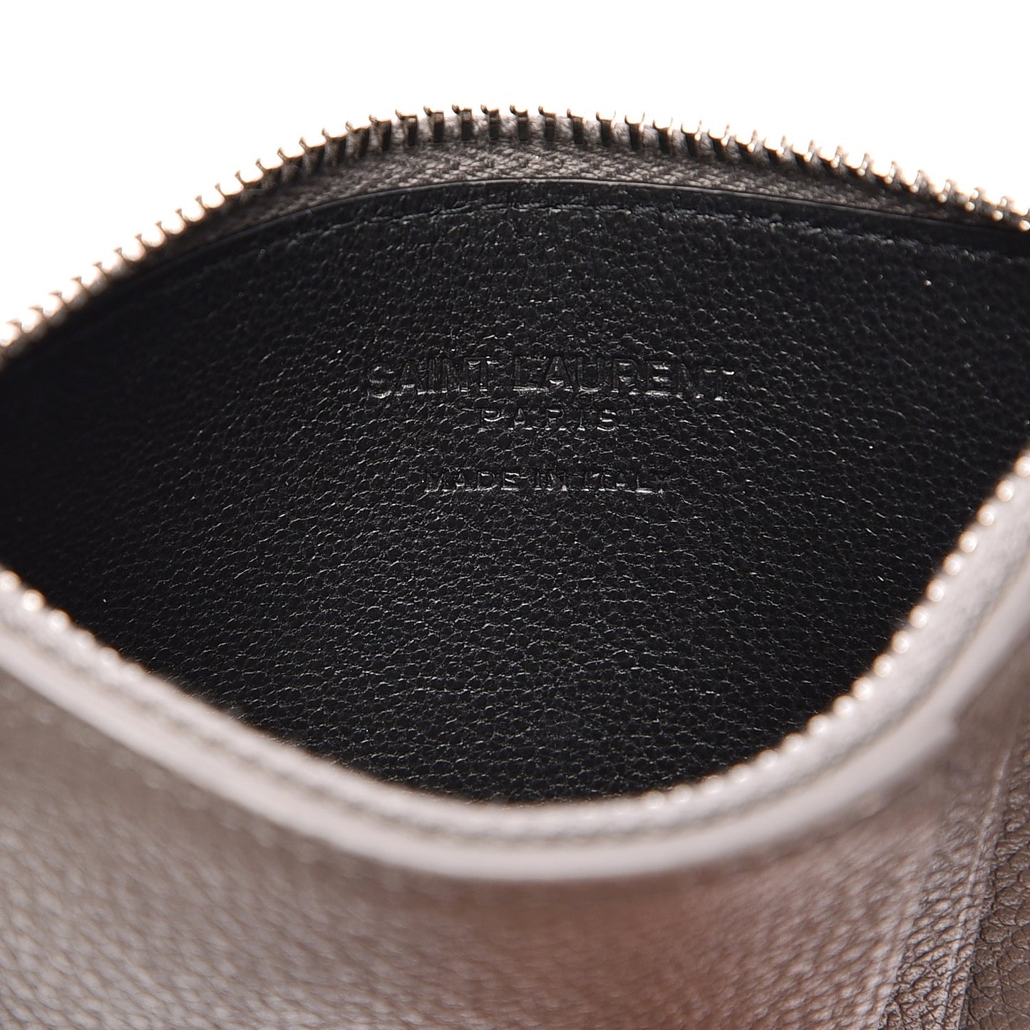Grained Calfskin 5 Fragments Zip Pouch Card Holder Fog