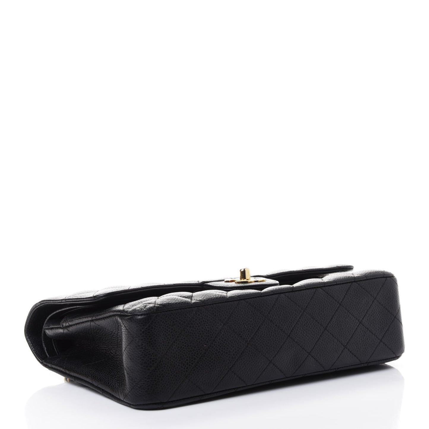 Caviar Quilted Medium Double Flap Black