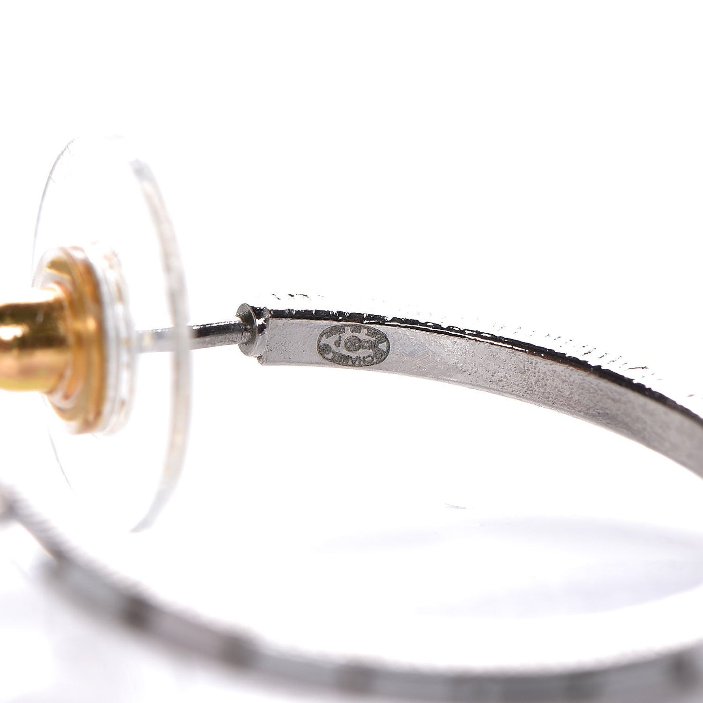 Baguette Crystal CC Hoop Earrings Silver
