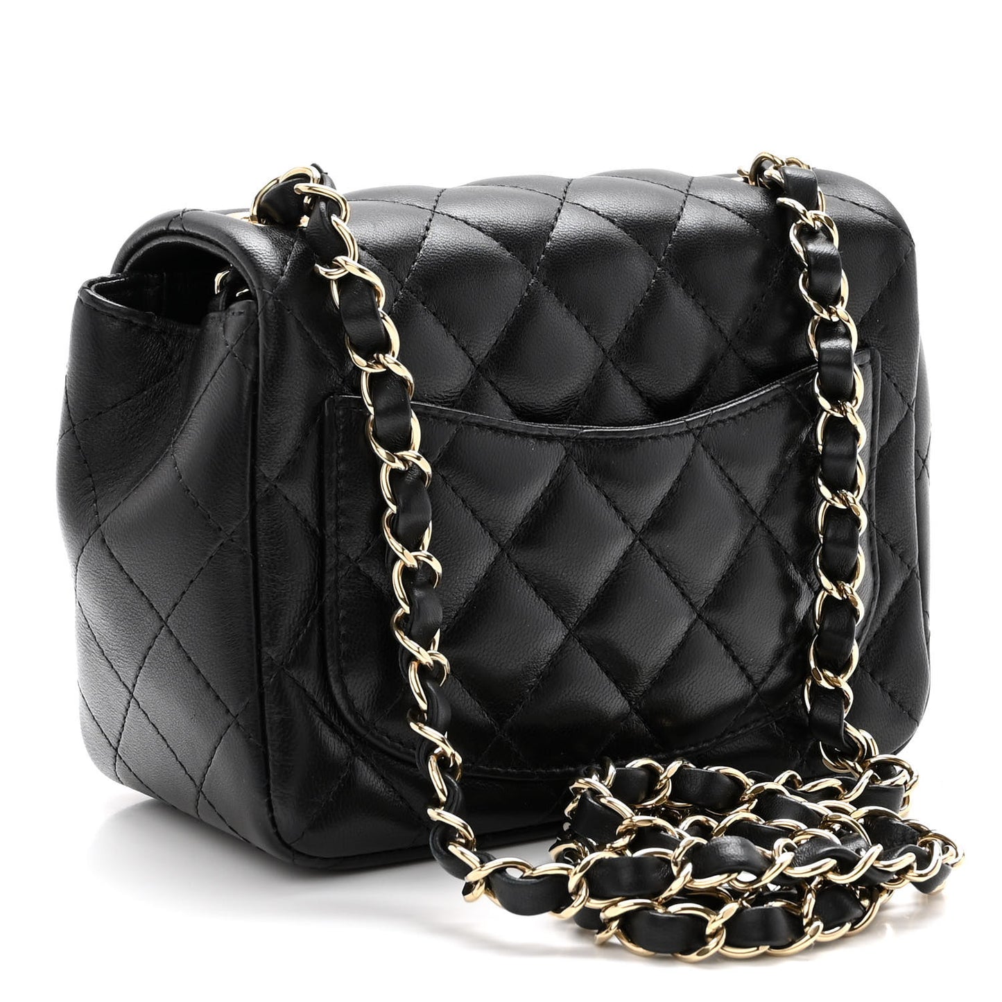 Lambskin Quilted Mini Square Flap Black