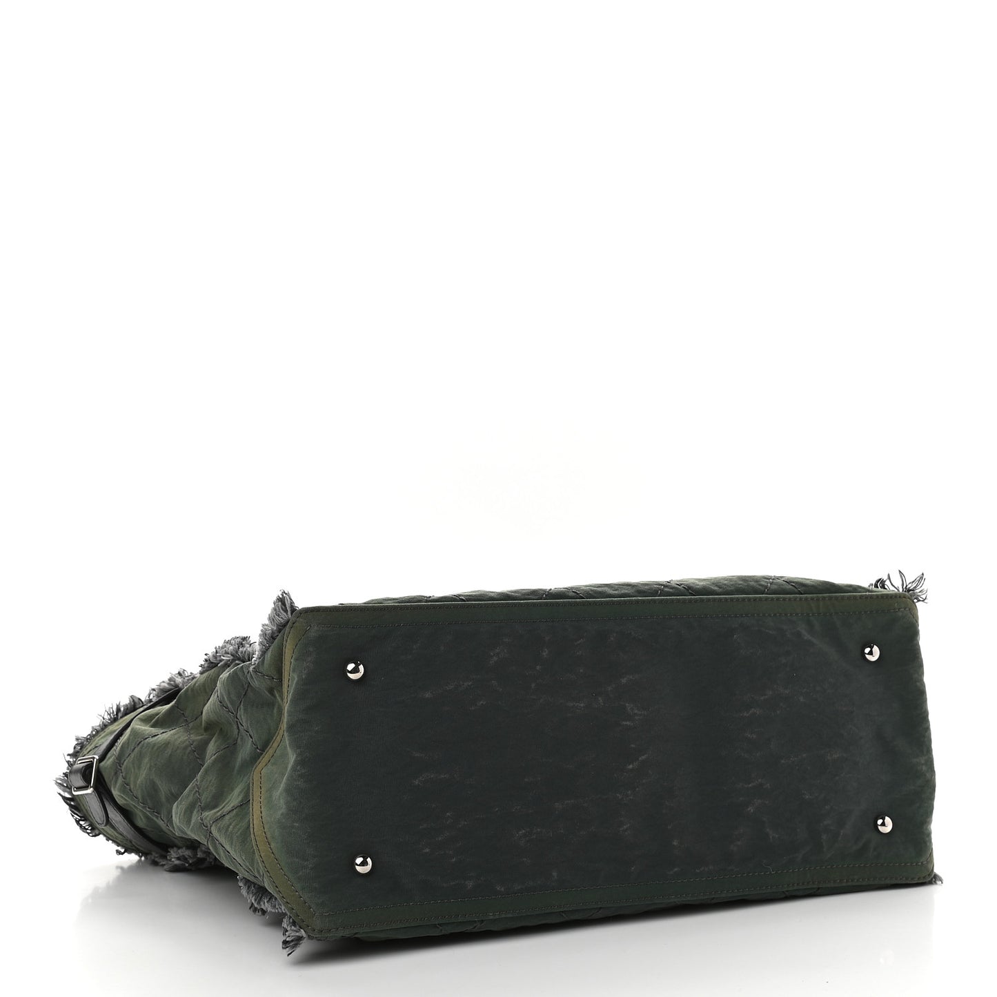 Canvas Stitched Tweed Large Tote Dark Green