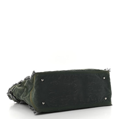 Chanel Canvas Stitched Tweed Large Tote Dark Green 4 of 9