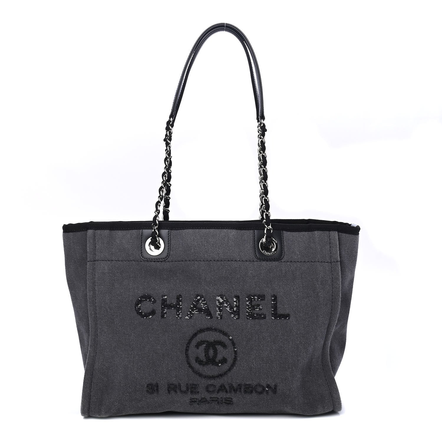 Chanel Canvas Sequin Small Deauville Tote Charcoal 1 of 4
