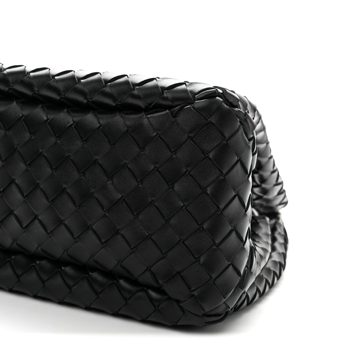 Nappa Intrecciato Small Campana Shoulder Bag Black
