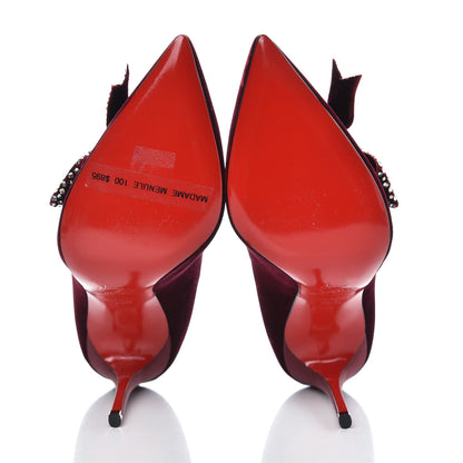 Christian Louboutin Velvet Madame Menule Bow 100 Pumps 35.5 Burgundy 5 of 8