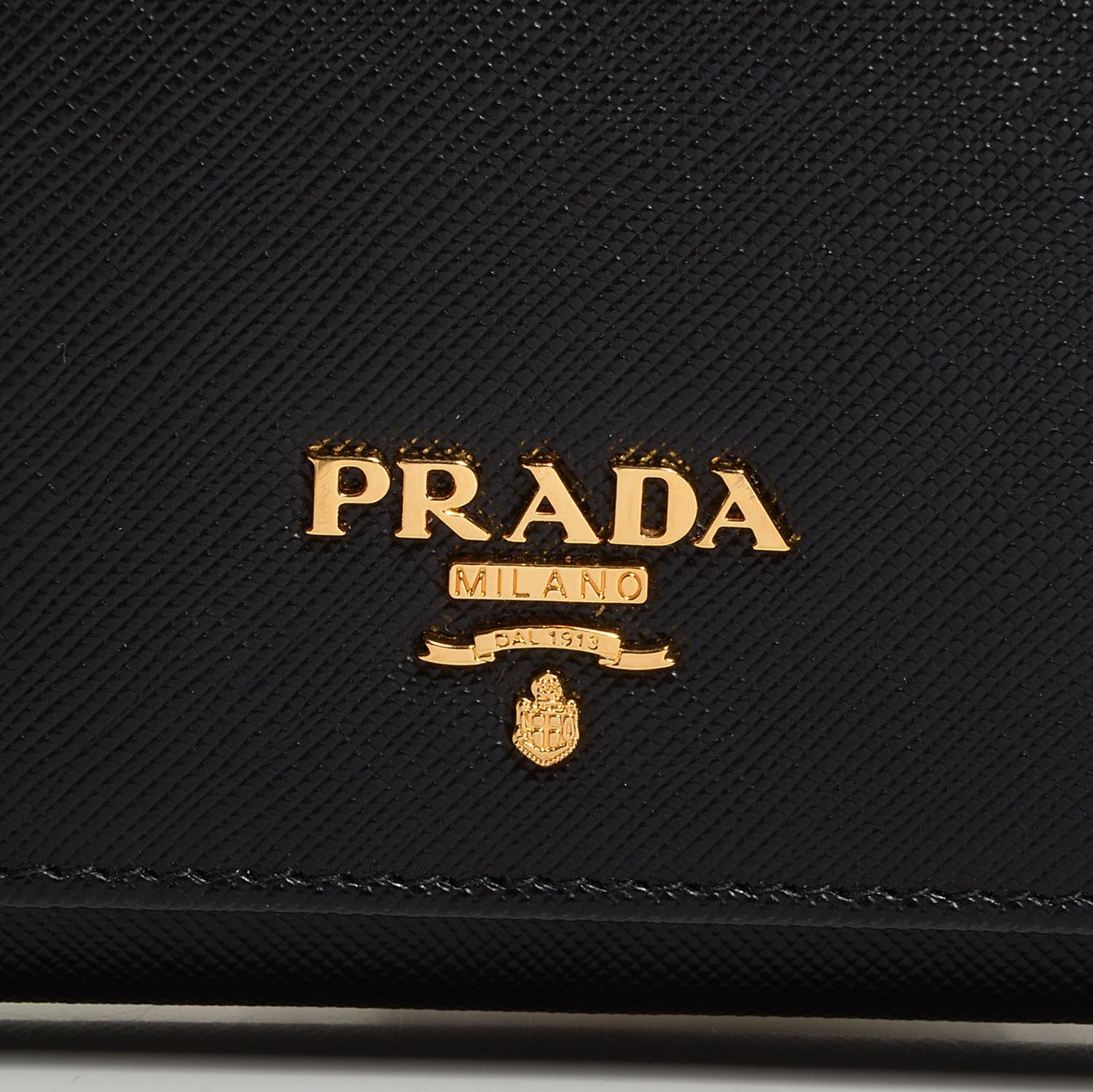 Prada Saffiano Metal Oro Chain Wallet Nero Black 9 of 9