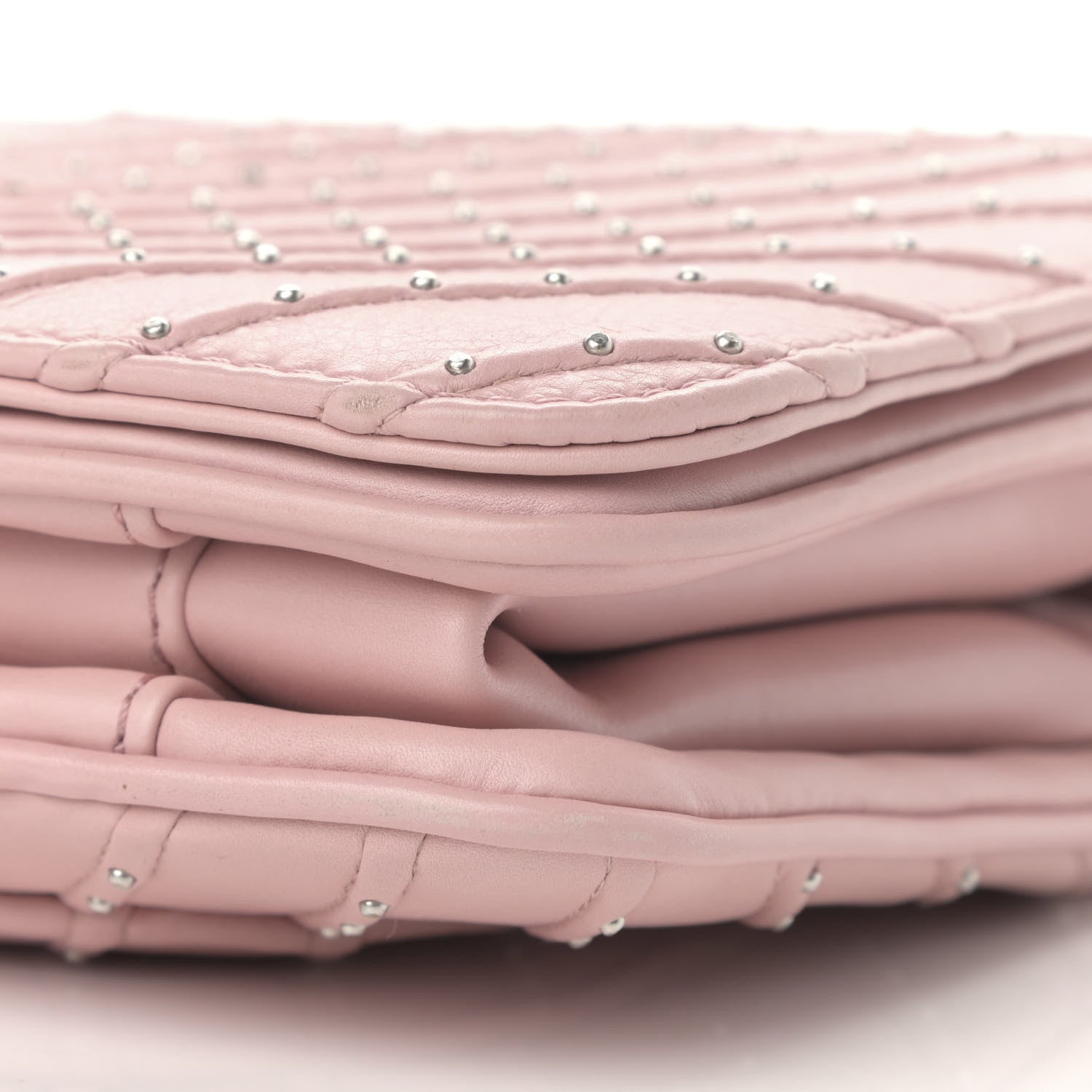 Chanel Calfskin Studded Chevron Quilted Flap Pink 10 of 13