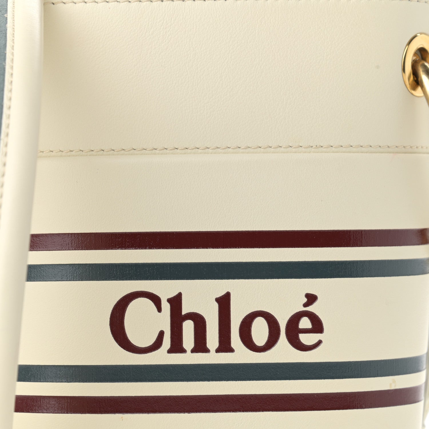 Chloe Smooth Calfskin Logo Mini Roy Bucket Bag Natural White 8 of 12