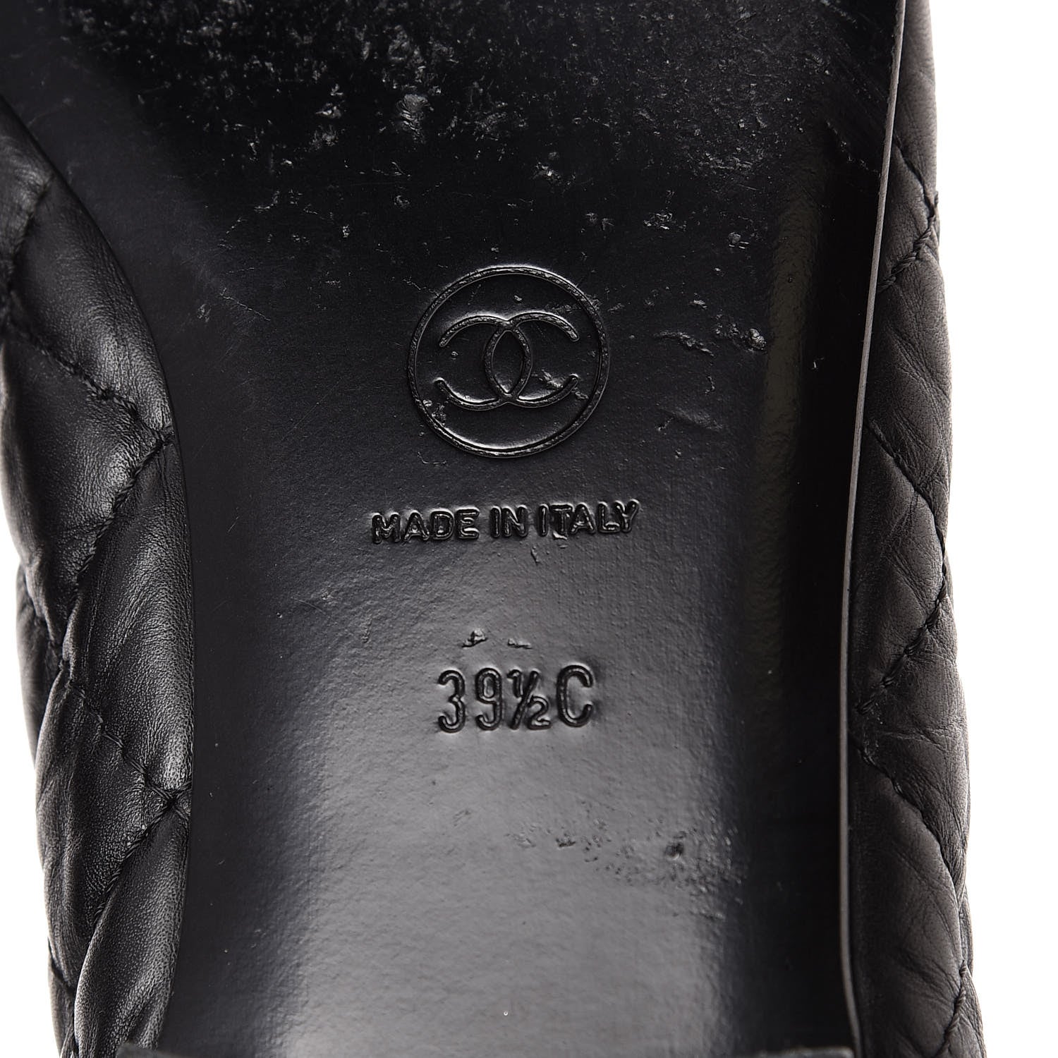 Chanel Aged Calfskin Quilted CC Cap Toe Ballerina Flats 39.5 Black 8 of 15