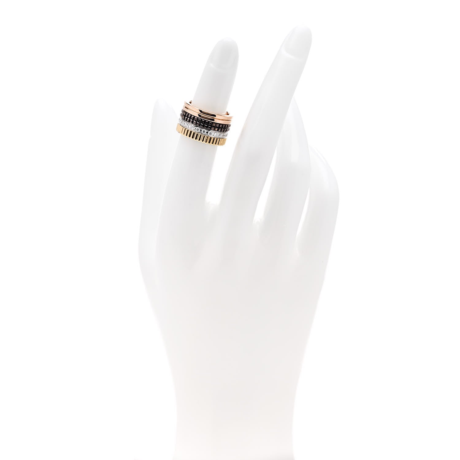 Boucheron 18K Pink Yellow White Gold Diamond PVD Large Quatre Classique Ring 46 3.75 2 of 6