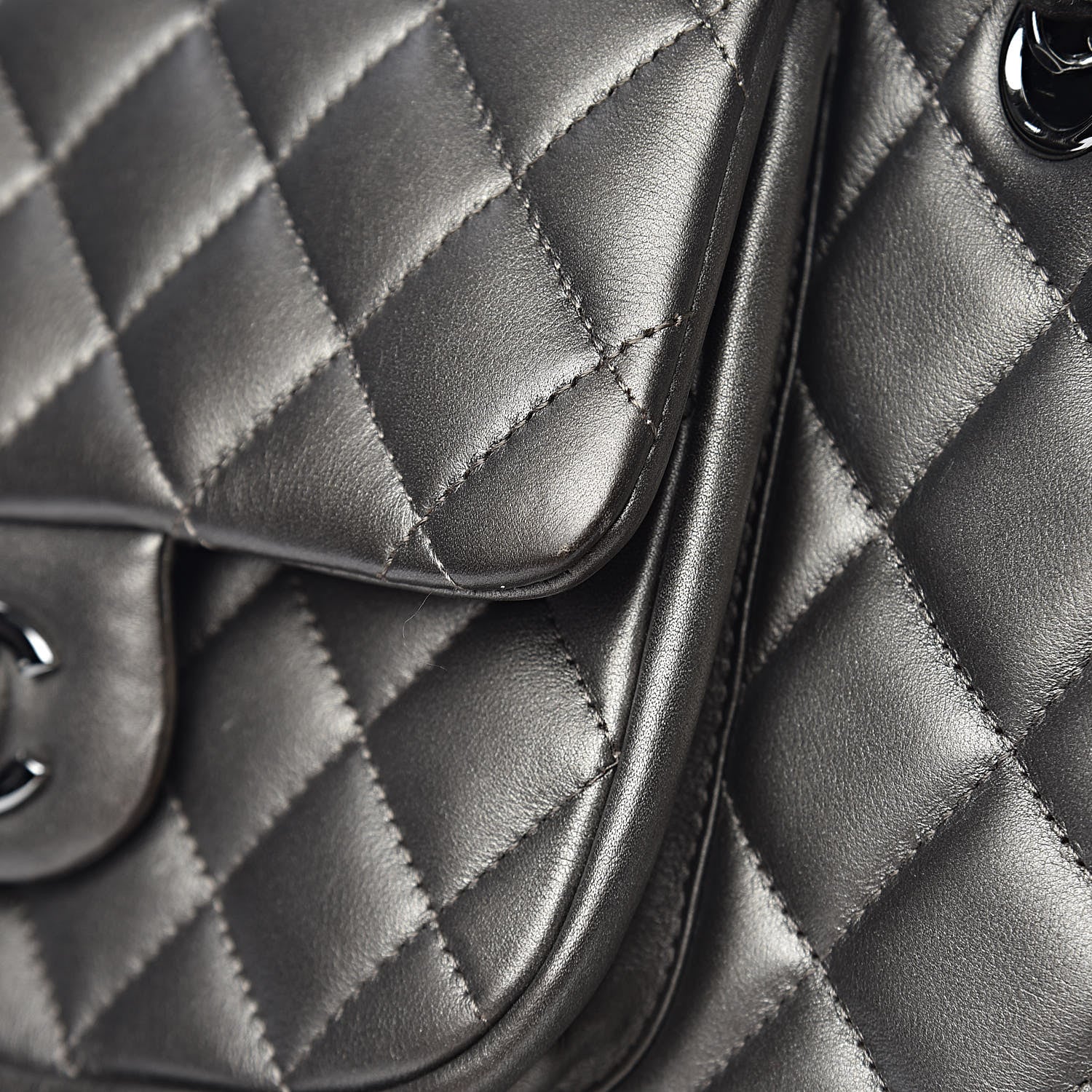 Chanel Metallic Calfskin Quilted Flap Tote Dark Silver 17 of 18