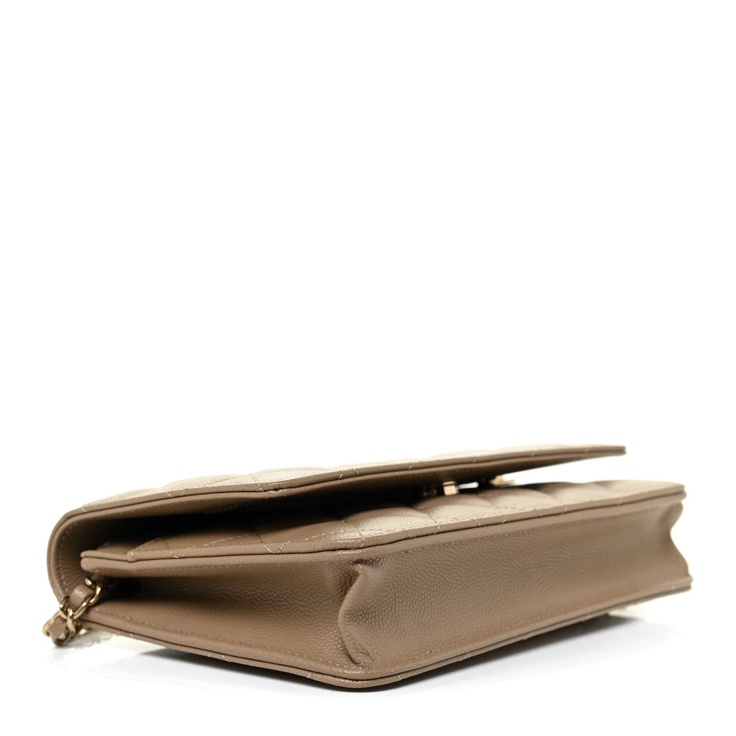 Caviar Quilted Wallet On Chain WOC Beige