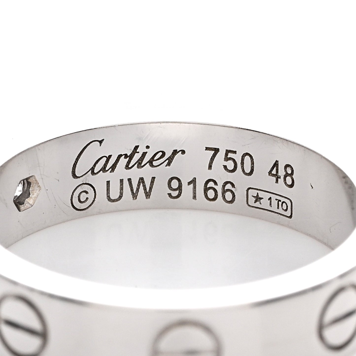 18K White Gold Diamond 4mm LOVE Wedding Band Ring 48 4.5