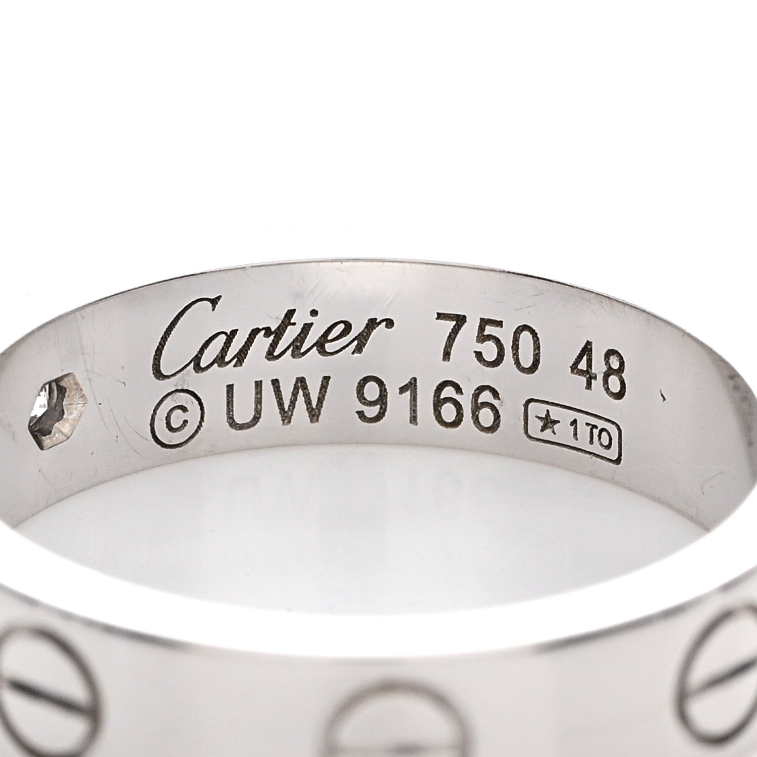 Cartier 18K White Gold Diamond 4mm LOVE Wedding Band Ring 48 4.5 4 of 4