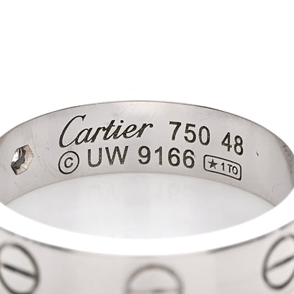 Cartier 18K White Gold Diamond 4mm LOVE Wedding Band Ring 48 4.5 4 of 4