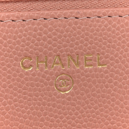 Chanel Caviar Quilted Perforated Metal CC Wallet On Chain WOC Beige 6 of 12