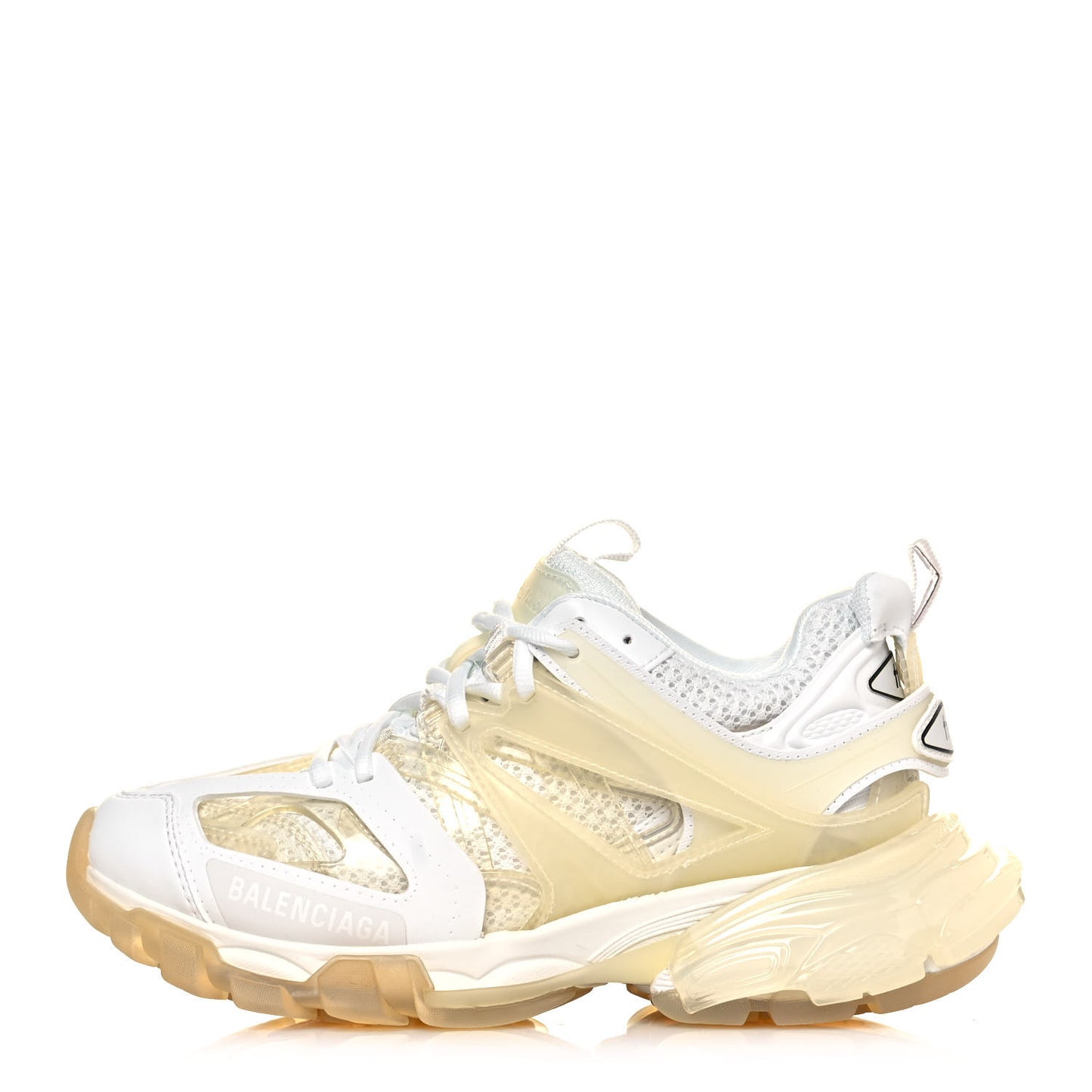 Rubber Mesh Fabric Clear Sole Womens Track Sneakers 36 White Transparent