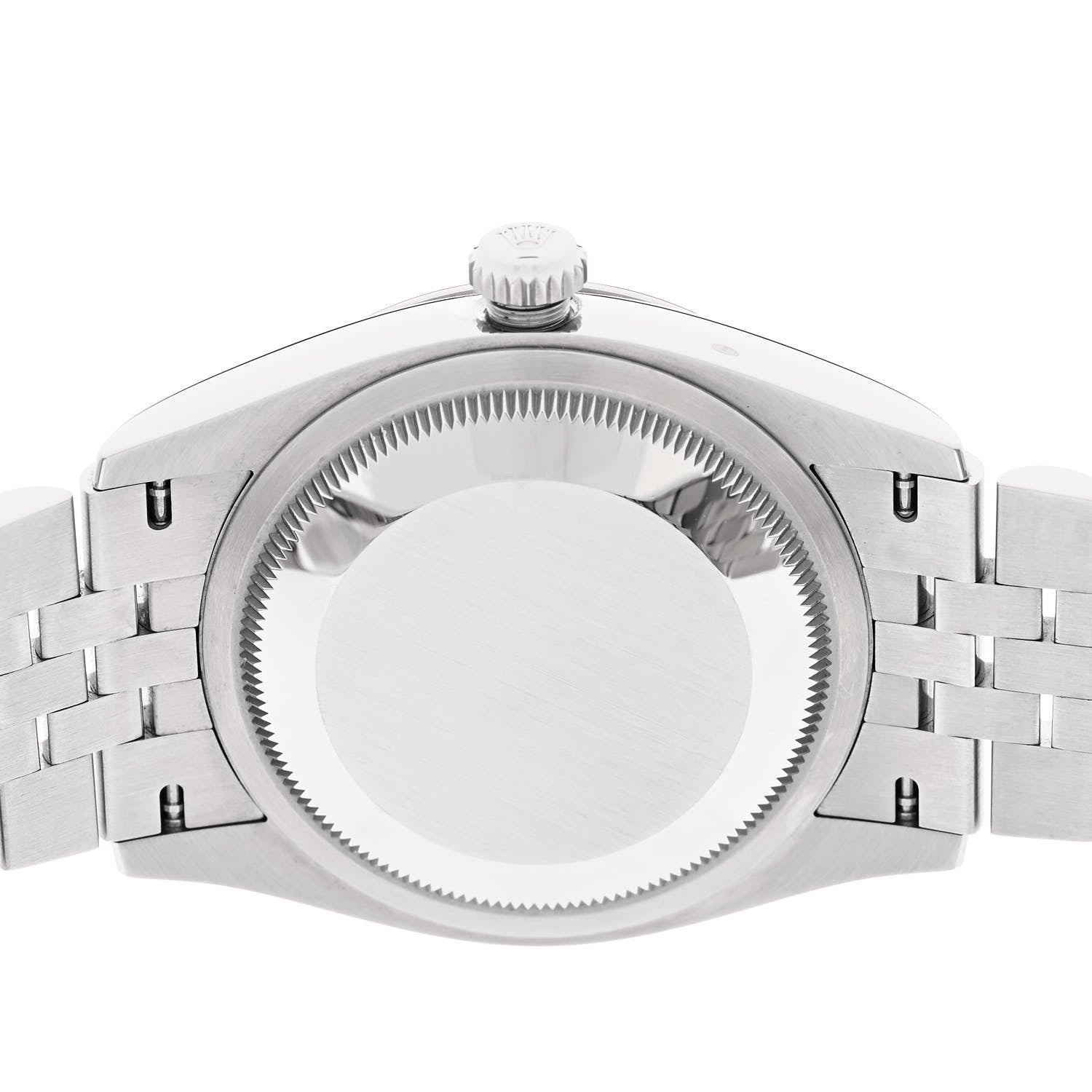 Rolex Stainless Steel 18K White Gold Diamond 36mm Oyster Perpetual Datejust Watch Black 126234 4 of 6