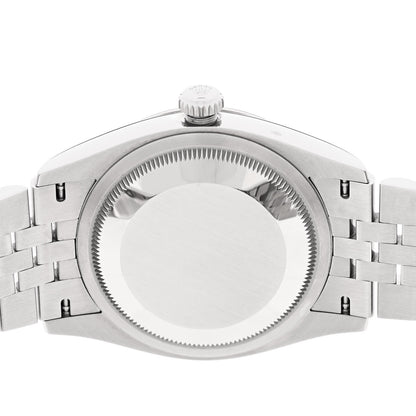 Rolex Stainless Steel 18K White Gold Diamond 36mm Oyster Perpetual Datejust Watch Black 126234 4 of 6