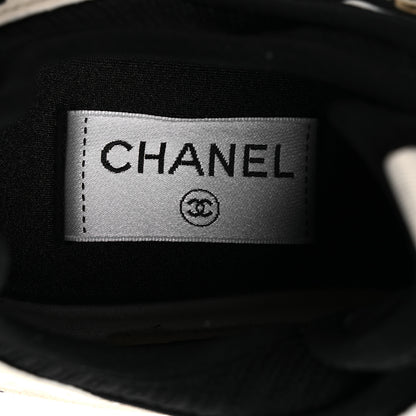 Chanel Fabric Suede Calfskin CC Sneakers 39.5 White Black 9 of 12